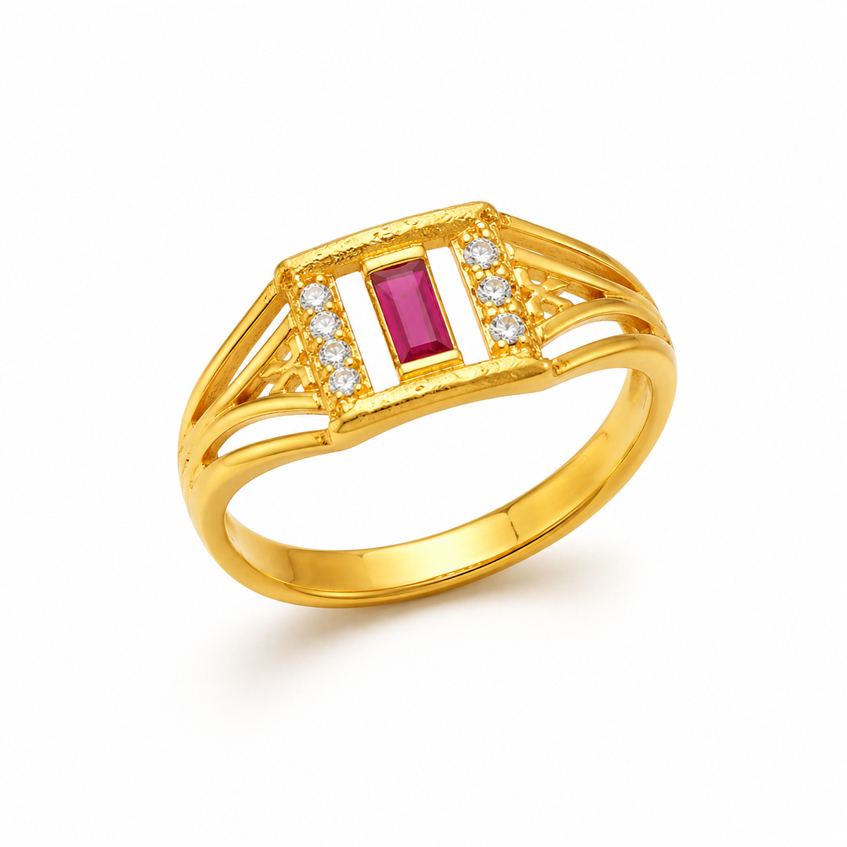 Regal Ruby Horizon Elegance Statement Ring for Women