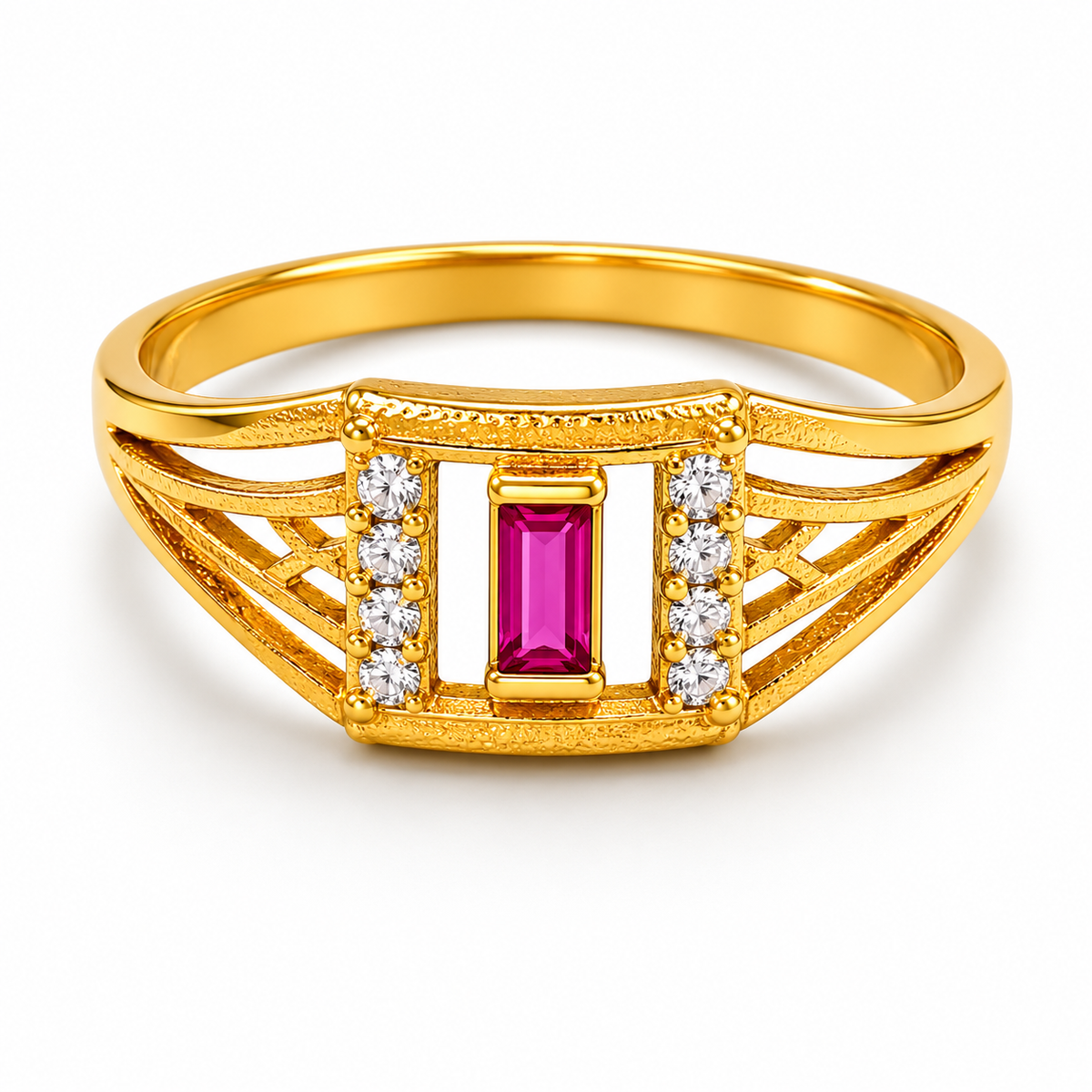 Regal Ruby Horizon Elegance Statement Ring for Women
