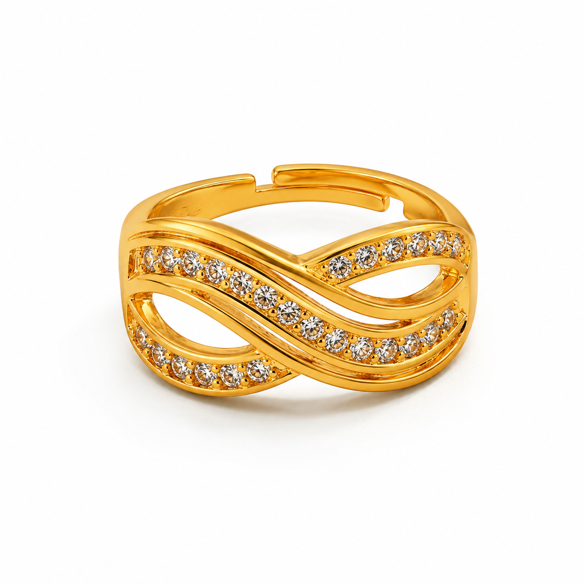 Regal Infinity Wave Sparkle Statement Ring for Women