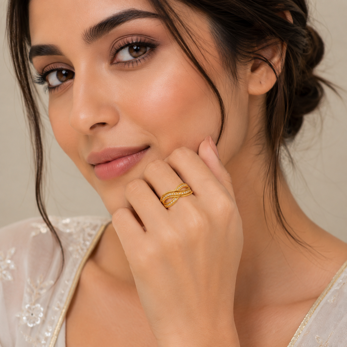 Regal Infinity Wave Sparkle Statement Ring for Women