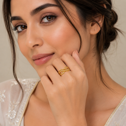 Regal Infinity Wave Sparkle Statement Ring for Women