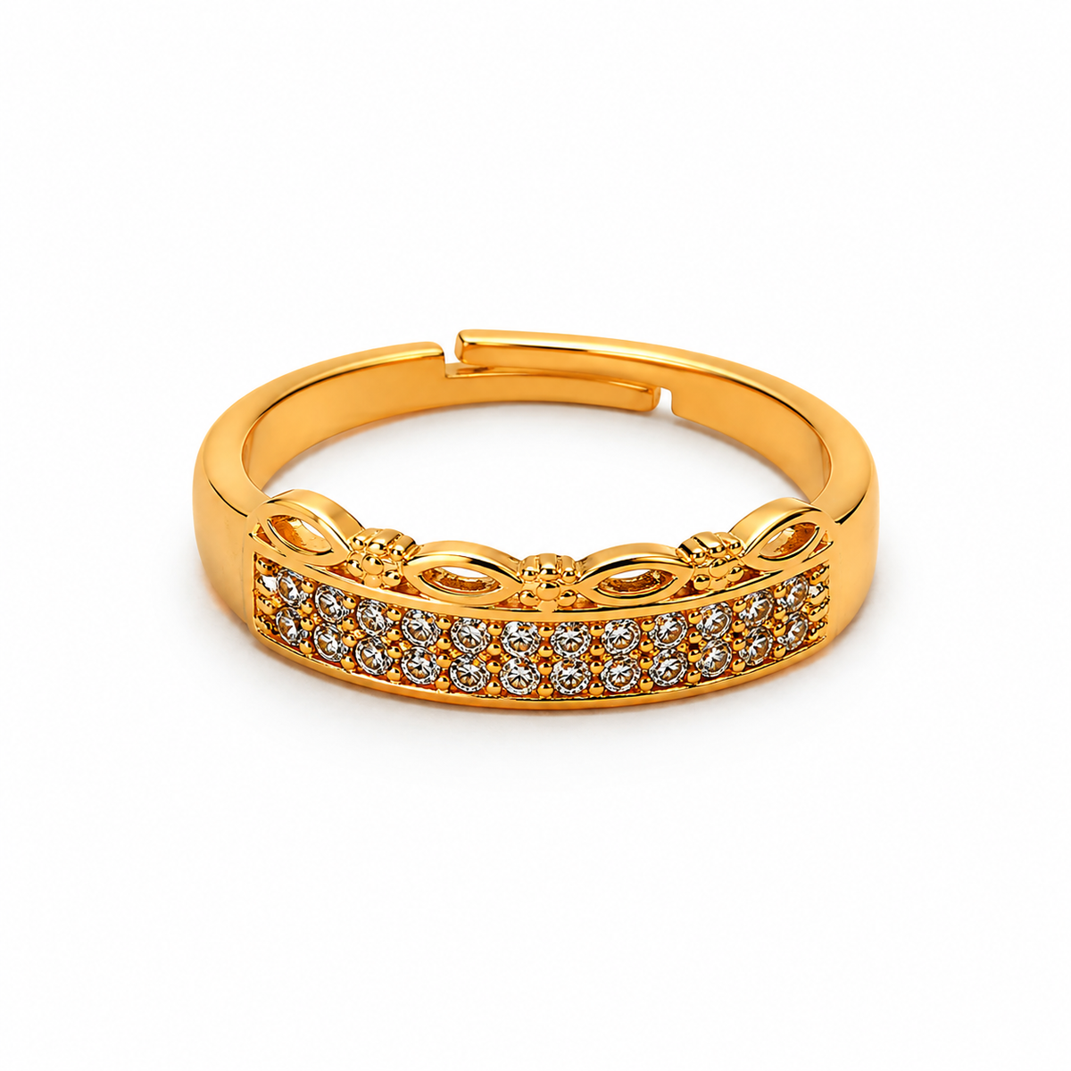 Royal Leafline Pavé Elegance Statement Ring for Women