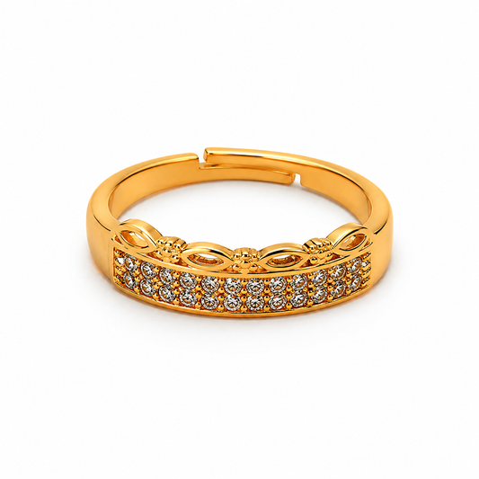 Royal Leafline Pavé Elegance Statement Ring for Women