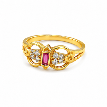 Regal Ruby Infinity Crest Statement Ring for Women