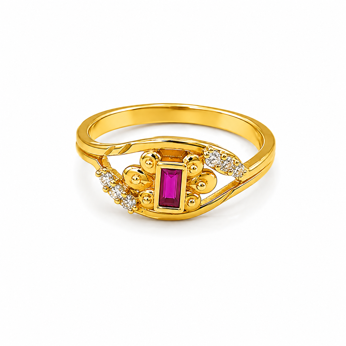 Regal Ruby Crest Sparkle Statement Ring for Women
