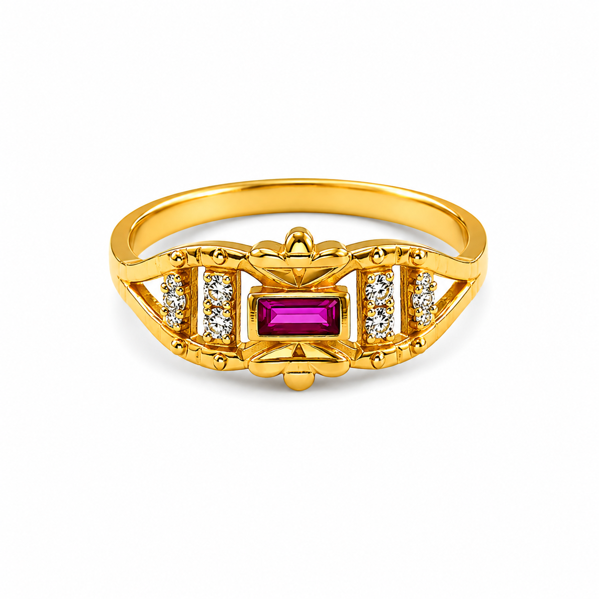 Royal Ruby Emblem Sparkle Statement Ring for Women