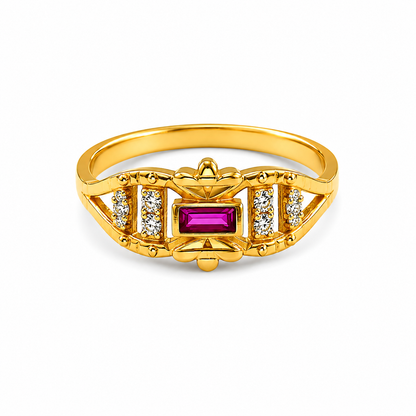 Royal Ruby Emblem Sparkle Statement Ring for Women