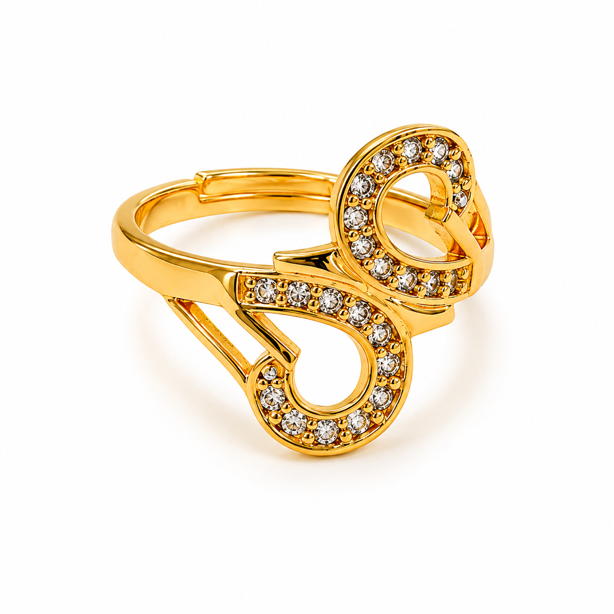 Regal Twin Teardrop Infinity Sparkle Statement Ring for Women