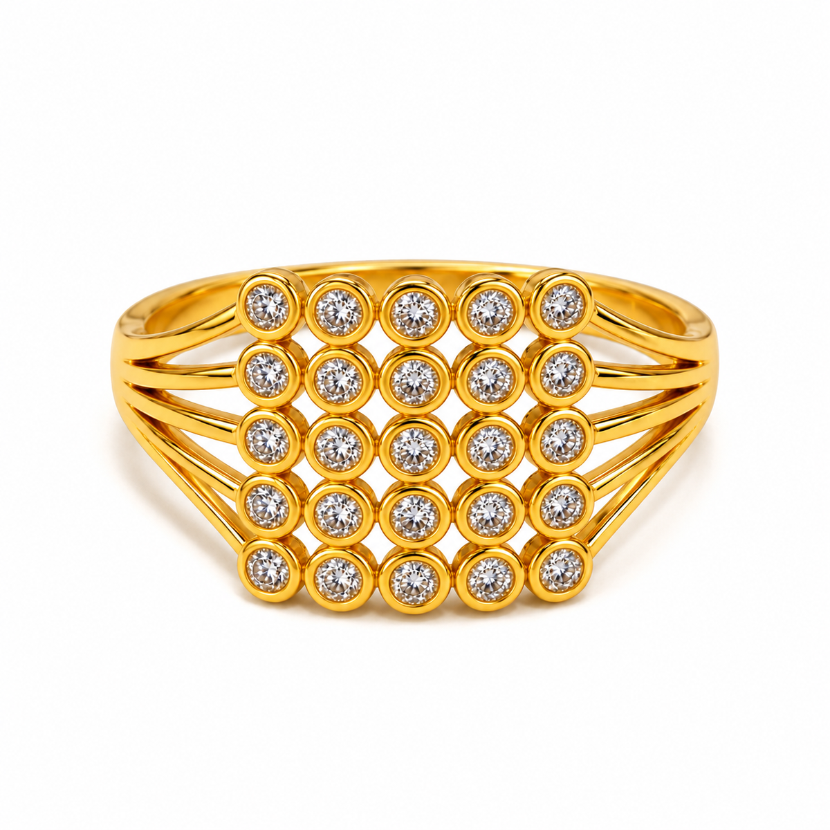 Royal Radiance Grid Sparkle Statement Ring for Women
