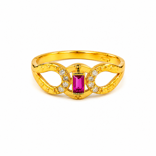 Regal Ruby Infinity Embrace Statement Ring for Women