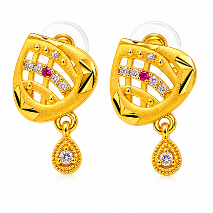 Royal Ruby Wave Teardrop Sparkle Earrings for Women