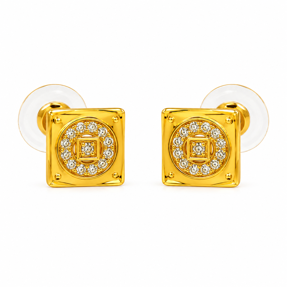Regal Quadrant Crystal Stud Earrings