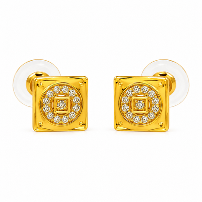 Regal Quadrant Crystal Stud Earrings