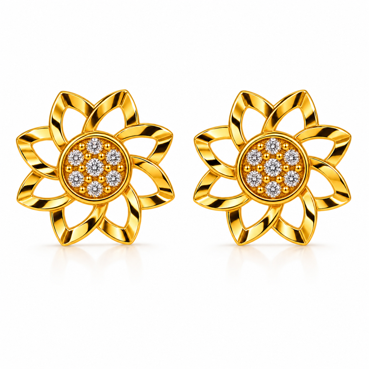 Elegant Floral Halo Sparkle Stud Earrings