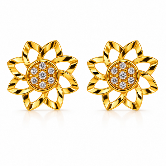 Elegant Floral Halo Sparkle Stud Earrings