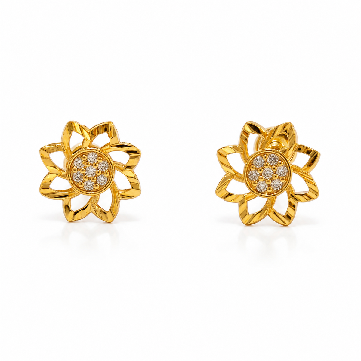 Elegant Floral Halo Sparkle Stud Earrings