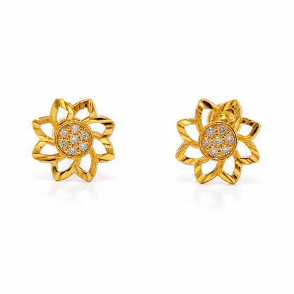 Elegant Floral Halo Sparkle Stud Earrings