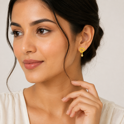 Royal Ruby Wave Teardrop Sparkle Earrings for Women