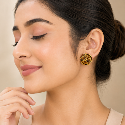 Royal Mandala Beaded Statement Stud Earrings for Women