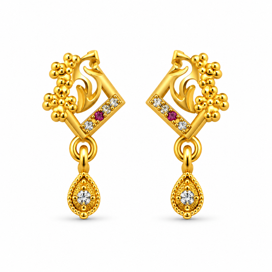 Royal Beaded Teardrop Crystal Drop Earrings for Women
