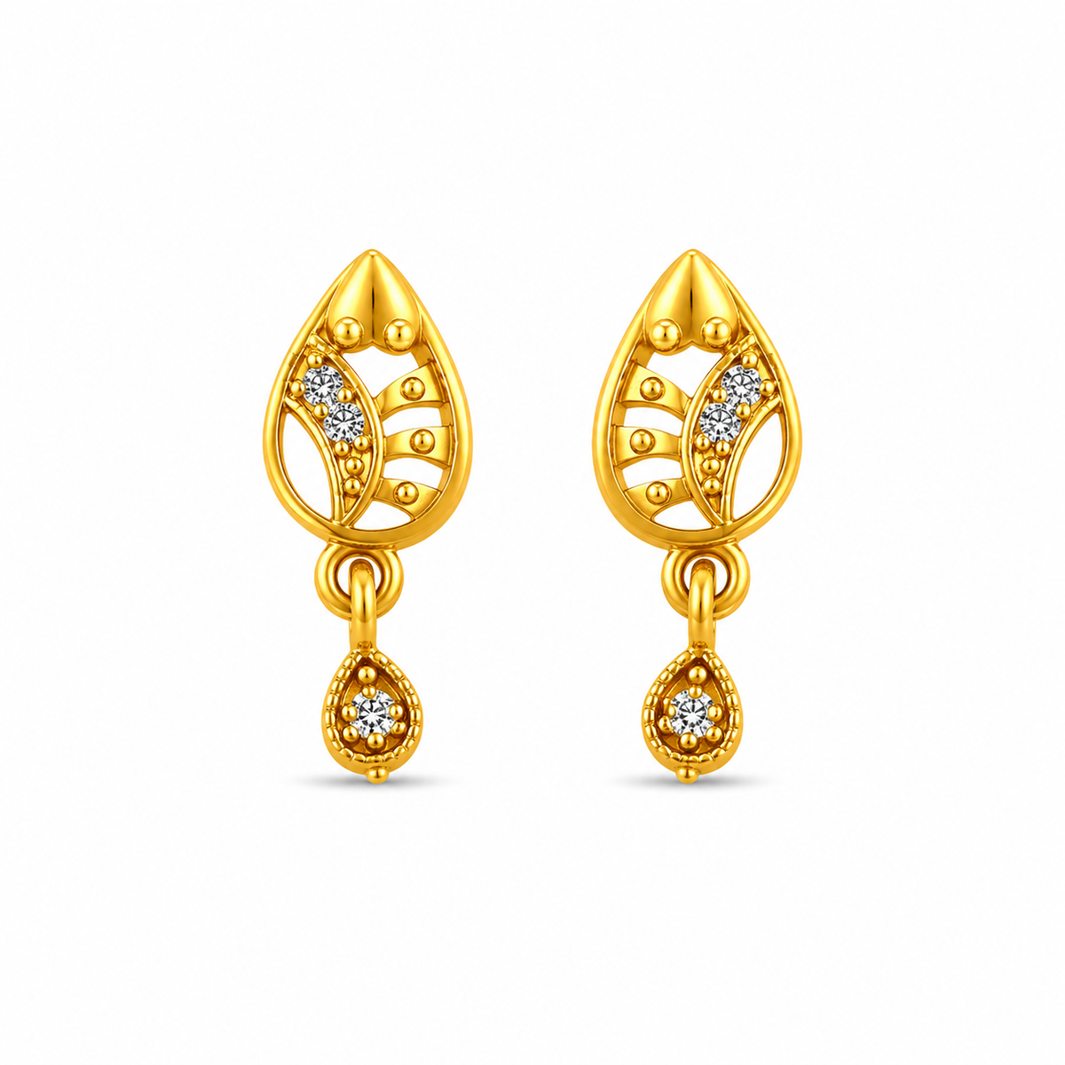 Elegant Leaf Motif Crystal Teardrop Drop Earrings for Women