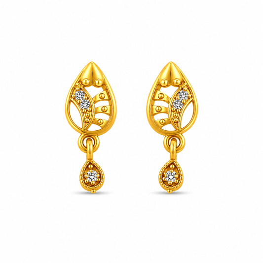 Elegant Leaf Motif Crystal Teardrop Drop Earrings for Women