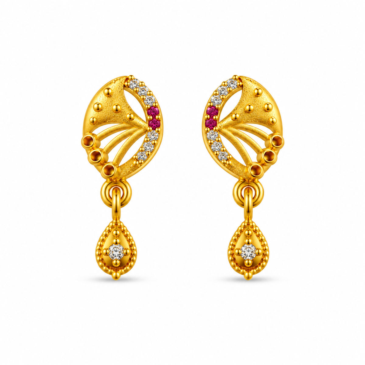 Royal Ruby Leaf Crystal Teardrop Drop Earrings for Women