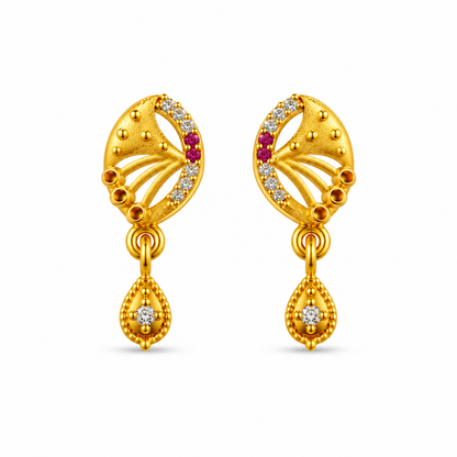 Royal Ruby Leaf Crystal Teardrop Drop Earrings for Women