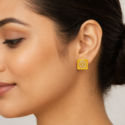 Regal Quadrant Crystal Stud Earrings