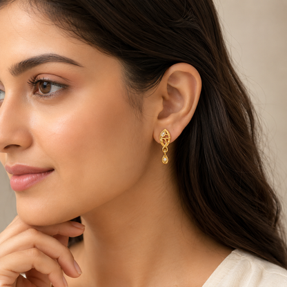 Regal Swirl Crystal Dangler Earrings for Women