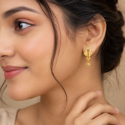 Modern Royal Motif Drop Earrings for Women