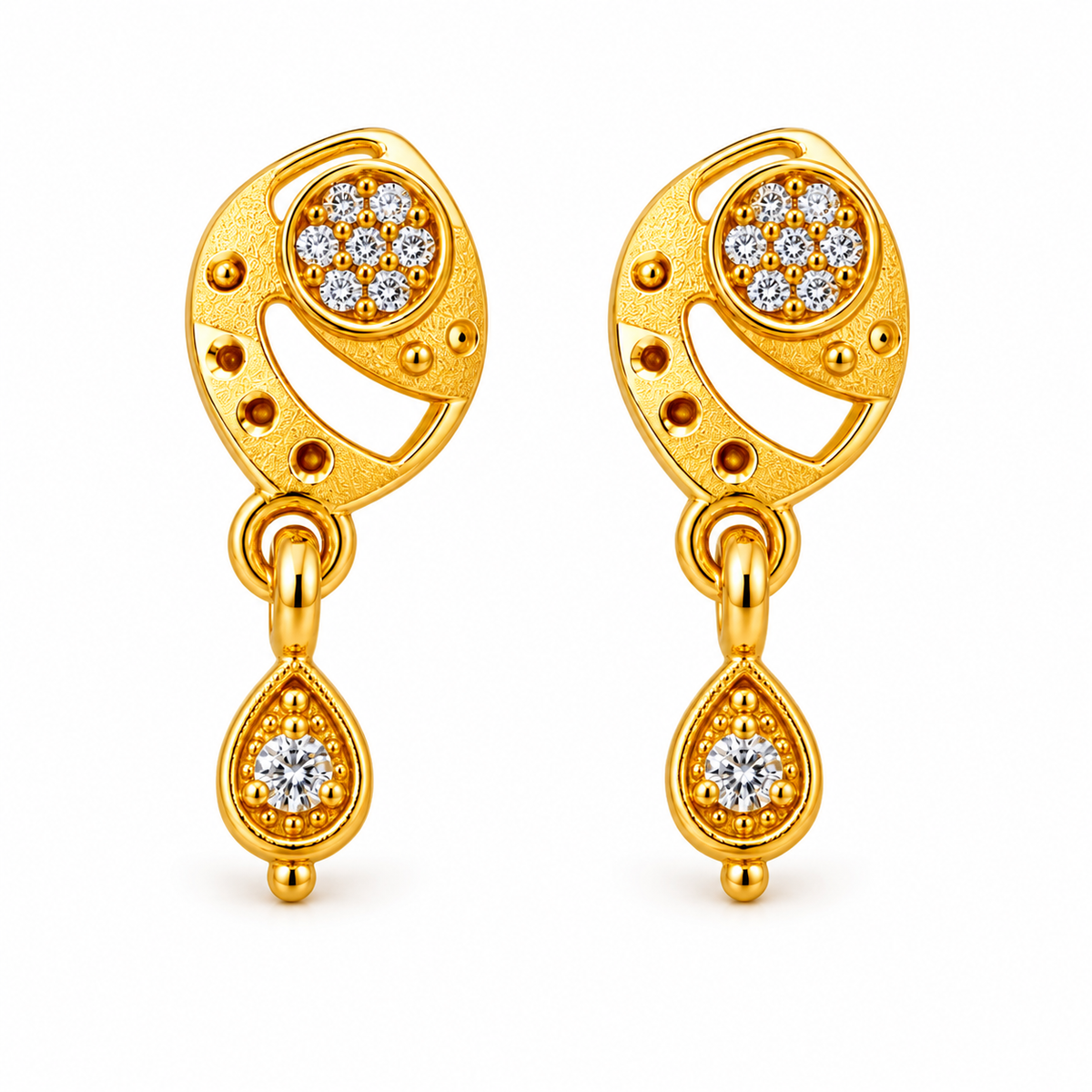 Royal Paisley Crystal Teardrop Dangler Earrings