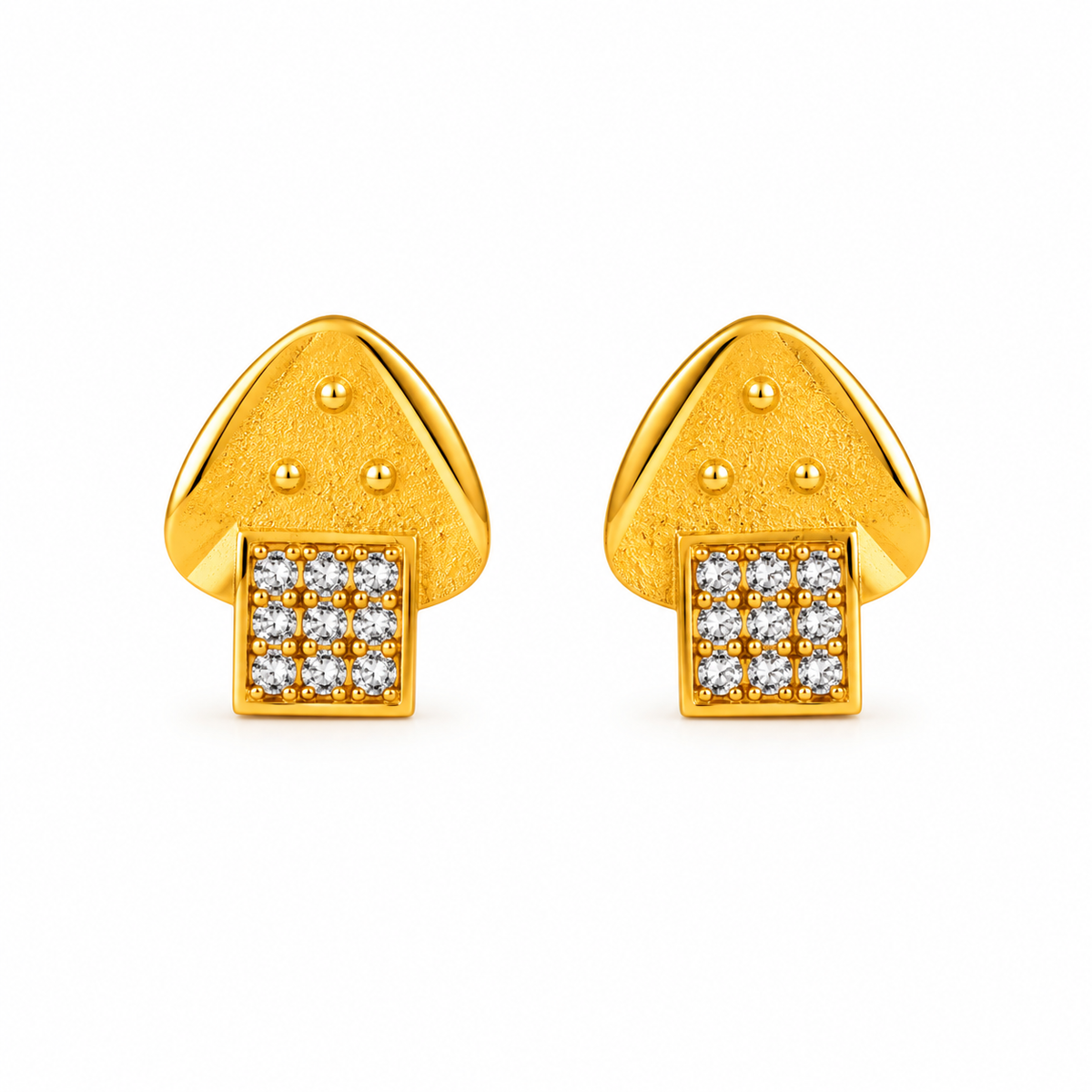 Celestial Tri-Beaded Cap Ear-Studs Earring