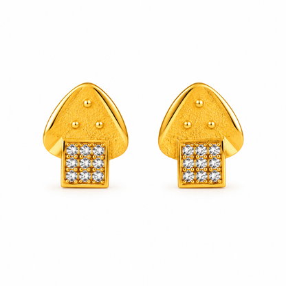 Celestial Tri-Beaded Cap Ear-Studs Earring