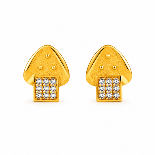 Celestial Tri-Beaded Cap Ear-Studs Earring
