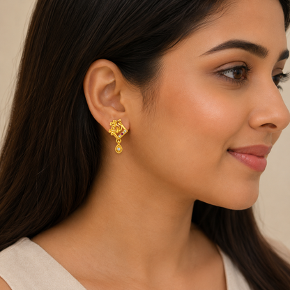 Royal Beaded Teardrop Crystal Drop Earrings for Women