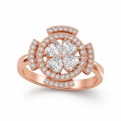 Rose Gold Crystal Flower 360° Rotating Spinner Ring