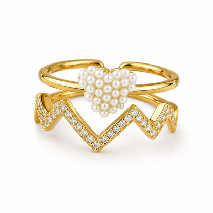 Pearl Crown Chevron Designer Ring