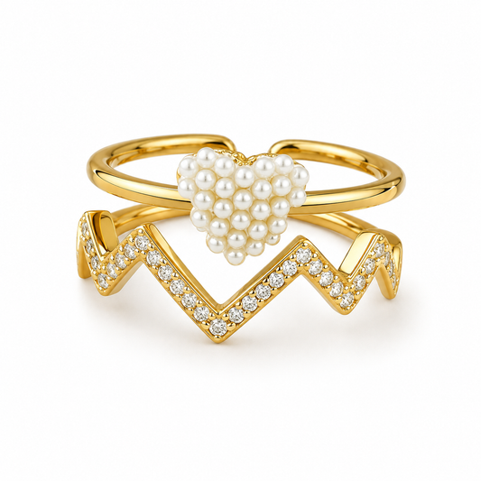 Pearl Crown Chevron Designer Ring