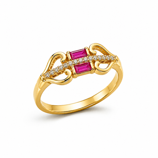 Royal Twin Pink Crystal Swirl Ring