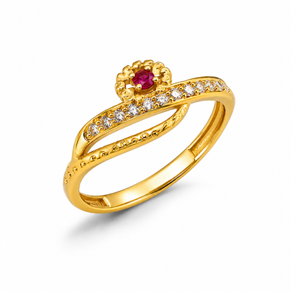 Imperial Ruby Bloom CZ Statement Ring