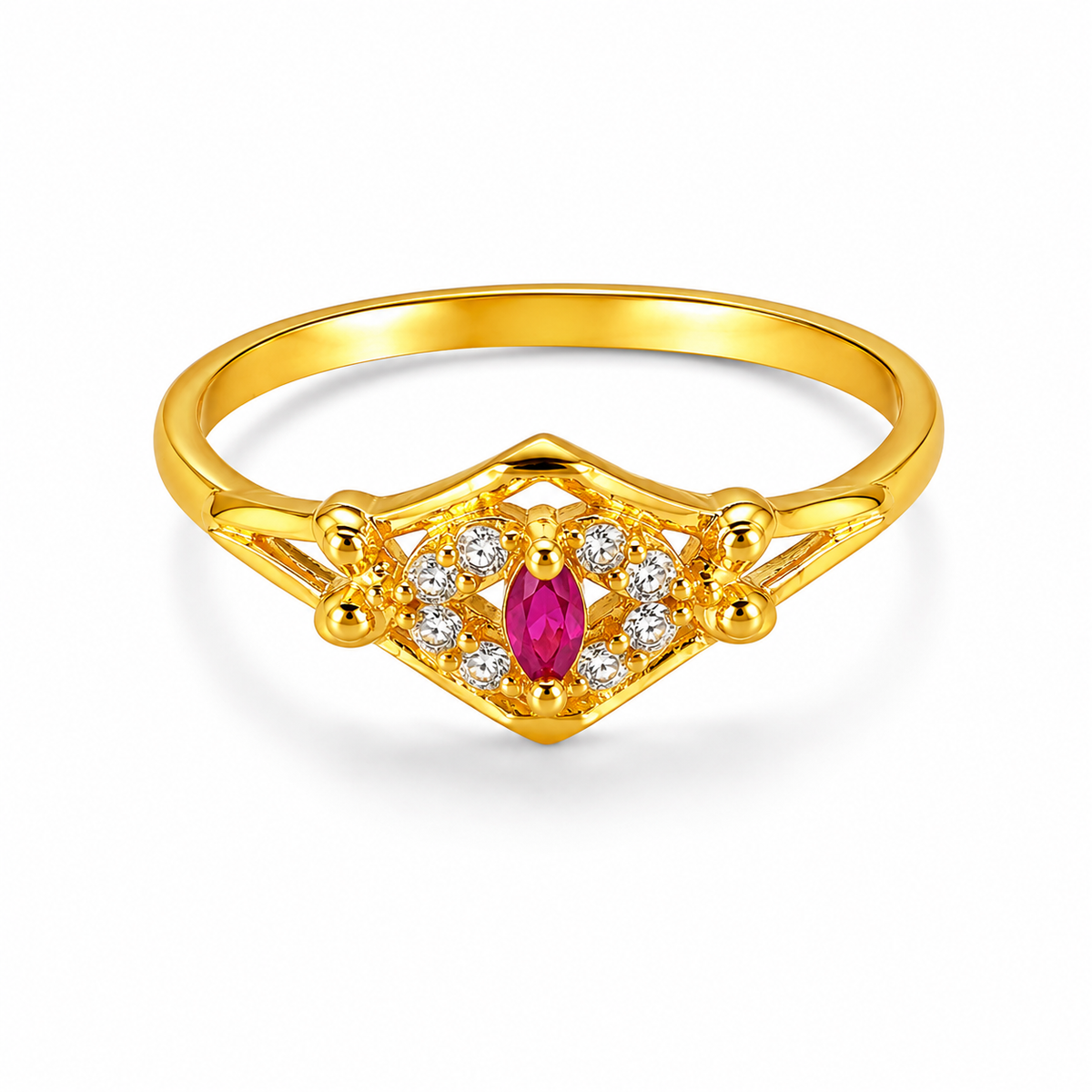Royal Ruby Marquise Halo CZ Designer Ring