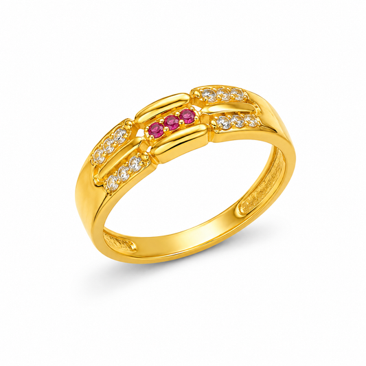 Imperial Ruby Triple Channel CZ Ring