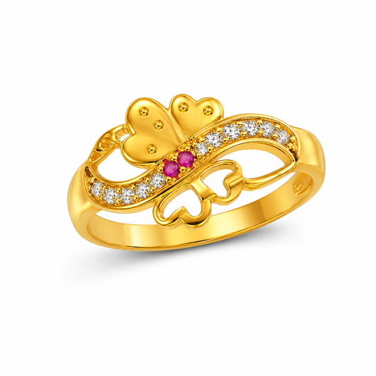 Royal Heart Infinity Ruby CZ Designer Ring