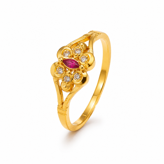 Imperial Ruby Floral Halo Ring