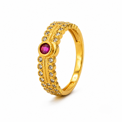 Regal Crimson Halo Statement Ring