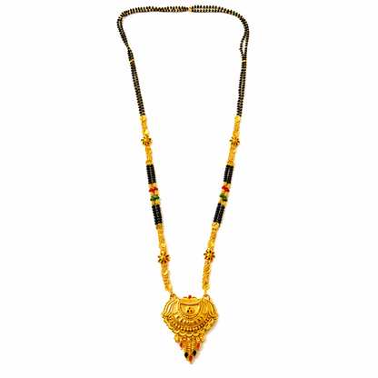 Traditional Black Bead Mangalsutra with Ornamental Heritage Pendant