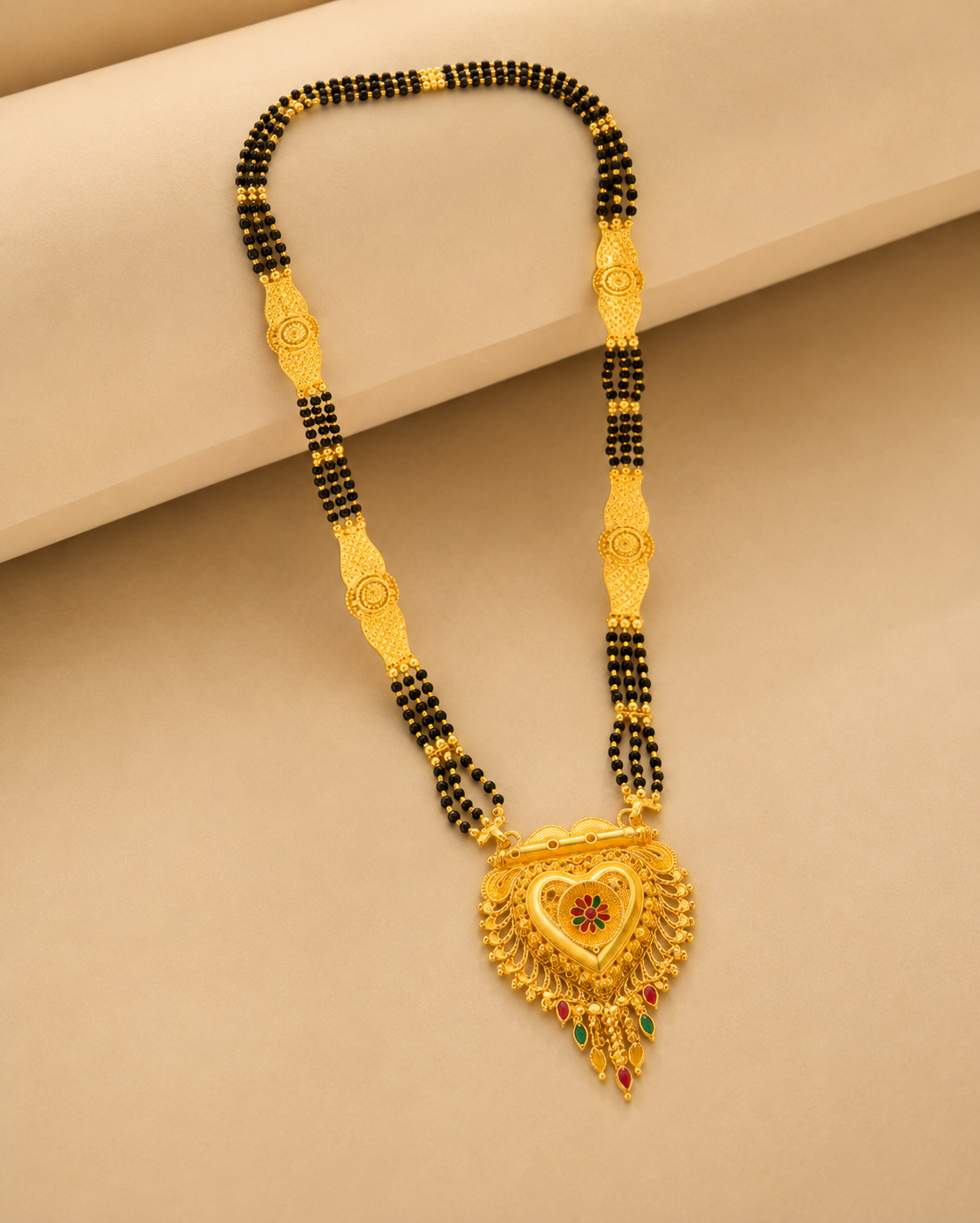 Elegant Bridal Heart Mangalsutra with Intricate Detailing