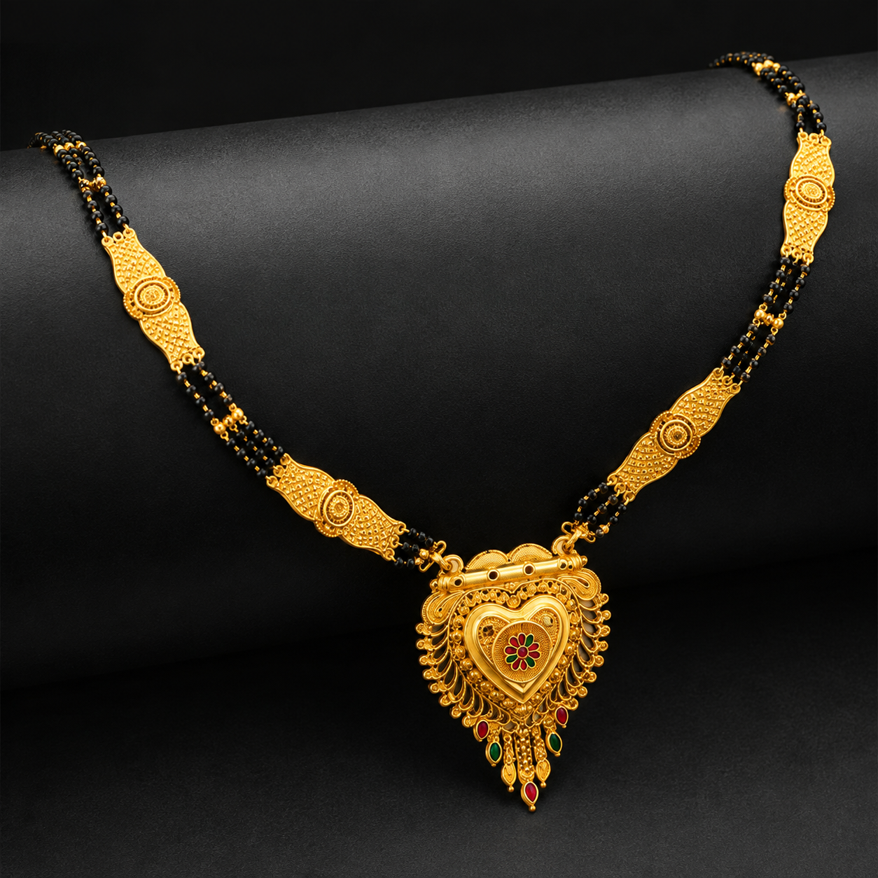 Elegant Bridal Heart Mangalsutra with Intricate Detailing