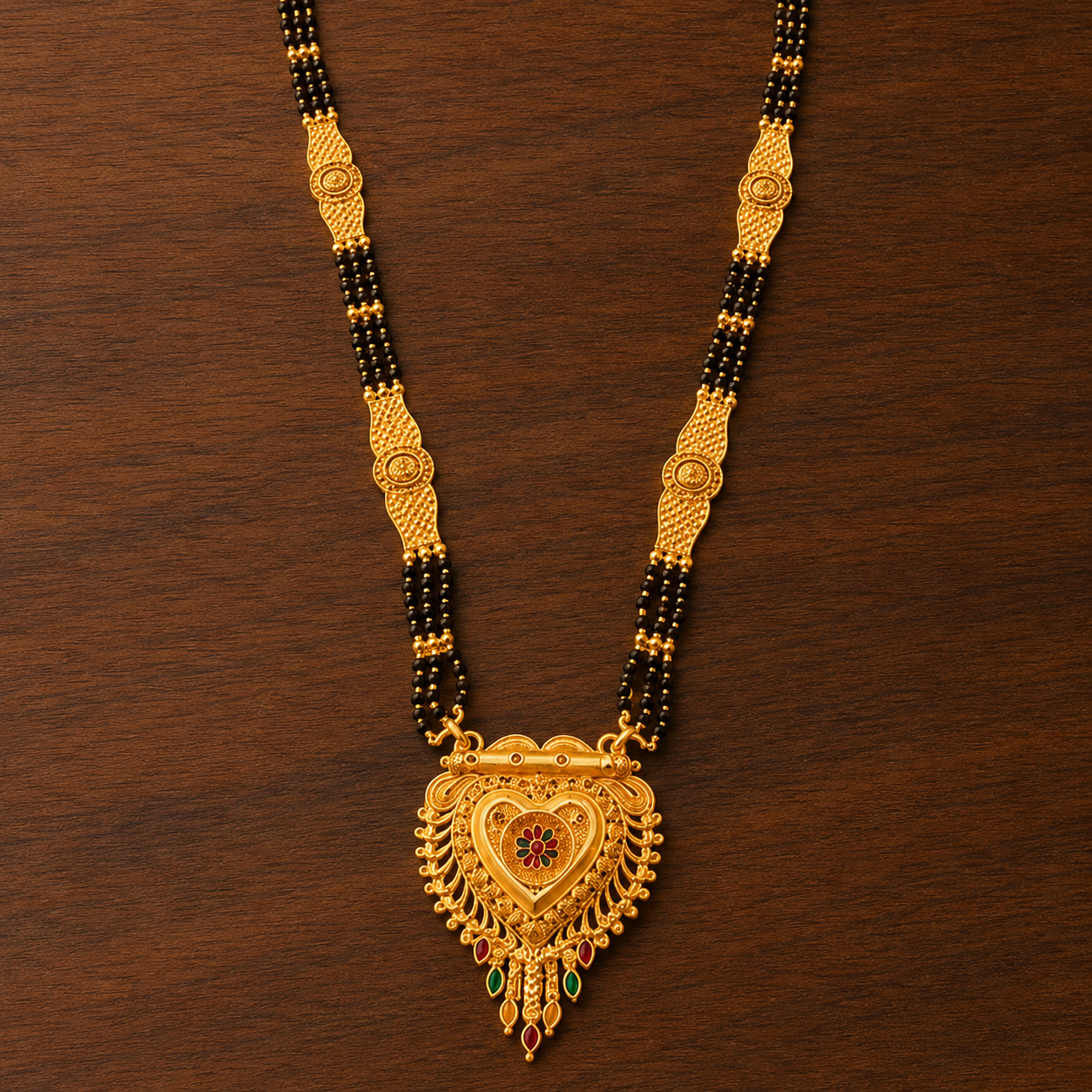 Elegant Bridal Heart Mangalsutra with Intricate Detailing